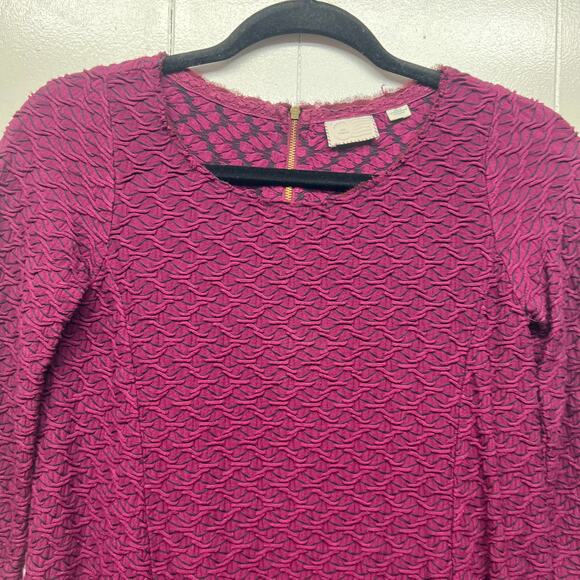 Anthropologie Postmark Burgundy Textured Top Size XS 3/4 Sleeve Flowy - Picture 3 of 11